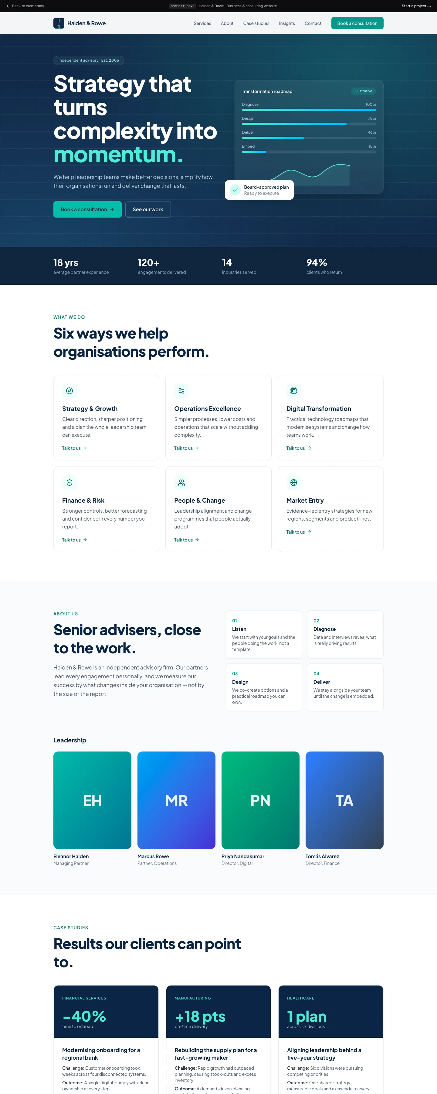 Halden & Rowe Advisory concept website